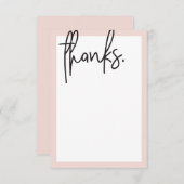 黒空白の色の赤面ピンクモダン色ありがとう サンキューカード (正面/裏面)