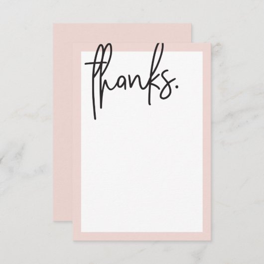黒空白の色の赤面ピンクモダン色ありがとう サンキューカード (正面/裏面)