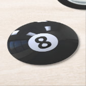 黒第8ビリヤードの玉突の玉 ラウンドペーパーコースター (アングル)