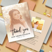 黒筆の台本書道写真卒業 サンキューカード