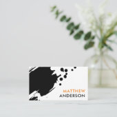 黒筆画絵を描（ばちゃばちゃ）跳ねる家 名刺 (スタンド正面)