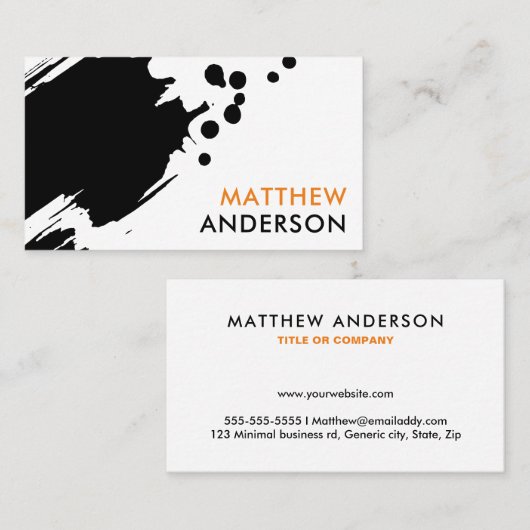 黒筆画絵を描（ばちゃばちゃ）跳ねる家 名刺 (正面/裏面)