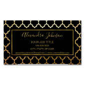 黒箔と金箔のアールデコパタモダンーン マグネット名刺 (正面)