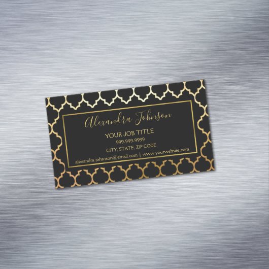 黒箔と金箔のアールデコパタモダンーン マグネット名刺 (インサイチュ)