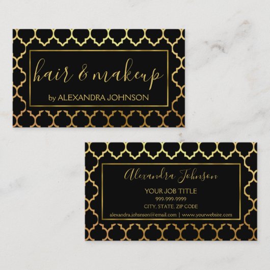 黒箔と金箔のアールデコパタモダンーン 名刺 (正面/裏面)