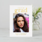 黒箔と金箔セリフの写真グラッド発表 箔招待状 (立ち正面)