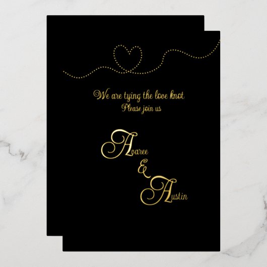 黒箔と金箔 箔招待状 (正面/裏面)