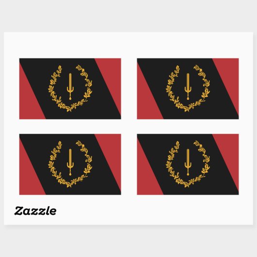 黒米伝統国旗 長方形シール (シート)