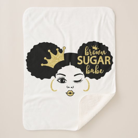 黒糖と金ゴールドの黒糖の赤ちゃん シェルパブランケット (正面)