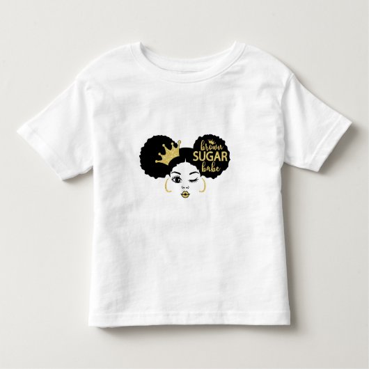 黒糖と金ゴールドの黒糖の赤ちゃん トドラーTシャツ (正面)