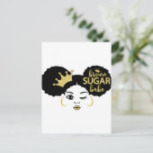 黒糖と金ゴールドの黒糖の赤ちゃん ポストカード (スタンド正面)