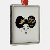 黒糖と金ゴールドの黒糖の赤ちゃん メタルオーナメント (右)