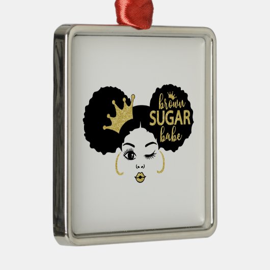黒糖と金ゴールドの黒糖の赤ちゃん メタルオーナメント (右)