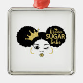 黒糖と金ゴールドの黒糖の赤ちゃん メタルオーナメント (正面)