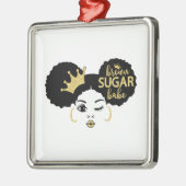 黒糖と金ゴールドの黒糖の赤ちゃん メタルオーナメント (左)