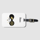 黒糖と金ゴールドの黒糖の赤ちゃん ラゲッジタグ (正面横)