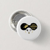 黒糖と金ゴールドの黒糖の赤ちゃん 缶バッジ (正面&裏面)