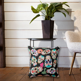 黒糖カラフルスカル模様 クッション