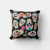 黒糖カラフルスカル模様 クッション (正面)