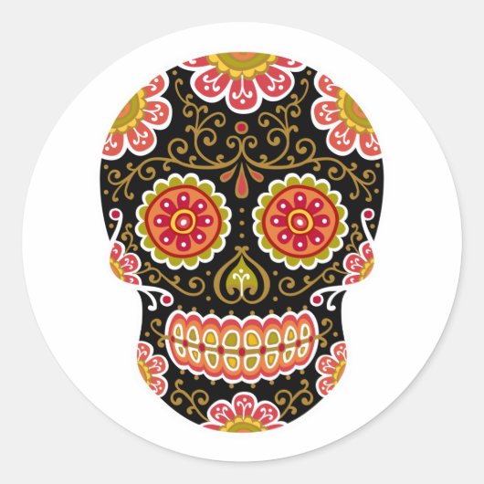 黒糖スカル丸ステッカー ラウンドシール (正面)