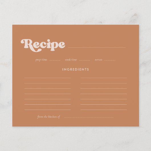 黒糖スタイリッシュブライダルシャワーレシピカード (正面)