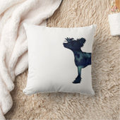 黒紋付中国のき水色シルエット クッション (ブランケット)