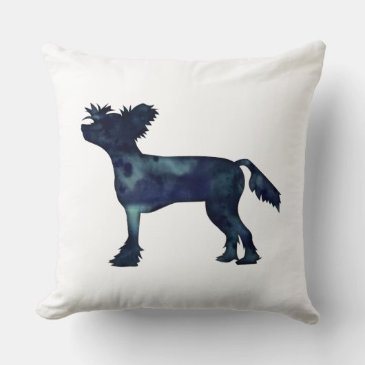 黒紋付中国のき水色シルエット クッション (正面)