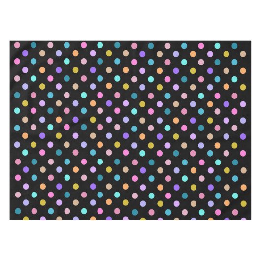 黒紙吹雪水玉模様カラフルテーブルクロス テーブルクロス (正面(横))