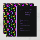 黒紙吹雪誕生日招待状 招待状 (正面/裏面)