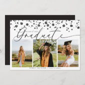 黒紙吹雪 |フォトコラージュ卒業 招待状 (正面/裏面)