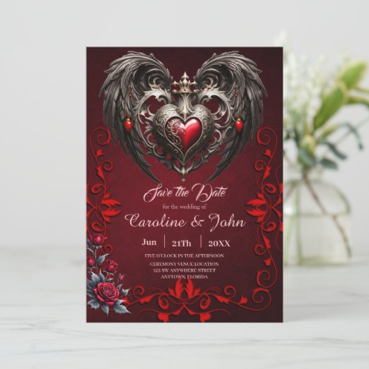 黒素晴らしい翼を持つエレガントゴシック様式のハート セーブザデート (スタンド正面)