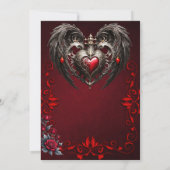 黒素晴らしい翼を持つエレガントゴシック様式のハート セーブザデート (裏面)