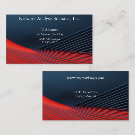 黒素晴らしい背景の青と赤の線 名刺 (正面/裏面)