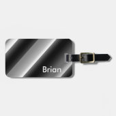 黒素晴らしと白の対角ストライプ線 ラゲッジタグ (正面横)