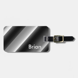 黒素晴らしと白の対角ストライプ線 ラゲッジタグ