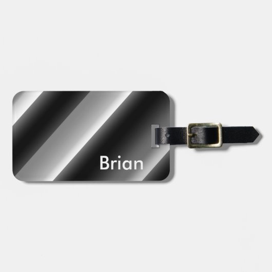黒素晴らしと白の対角ストライプ線 ラゲッジタグ (正面横)