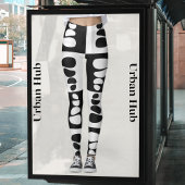 黒素晴らしと白の小石パターン レギンス