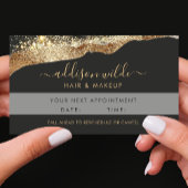 黒素晴らしと金ゴールドのグリッタースクリプトQRコード 予約カード