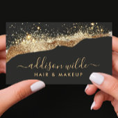 黒素晴らしと金ゴールドのグリッタースクリプトQRコード 名刺