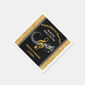 黒素晴らしと金ゴールドの音楽パーソナライズされたナプキン スタンダードカクテルナプキン (角)