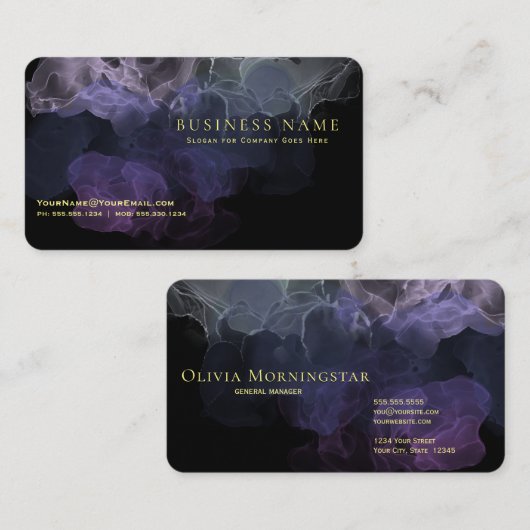 黒素晴らしアメジスト液アルコールインク 名刺 (正面/裏面)