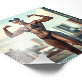 黒素晴らしフィットネスモデルの筋肉の曲げ フォトプリント            (角)