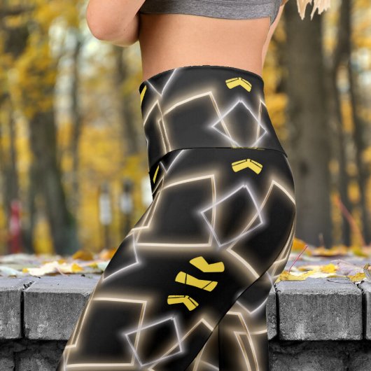 黒素晴らし枠金ゴールドヨガ カプリレギンス