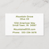 黒素晴らし背景のオリーブの枝 名刺 (裏面)