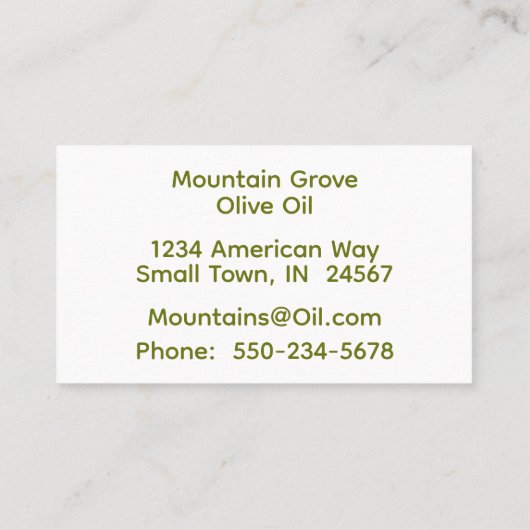 黒素晴らし背景のオリーブの枝 名刺 (裏面)