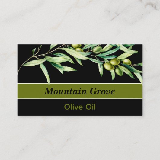 黒素晴らし背景のオリーブの枝 名刺 (正面)