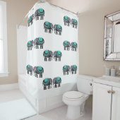 黒素晴らし象華美ターコイズ色 シャワーカーテン (インサイチュ)