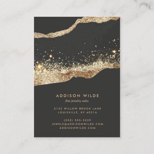 黒素晴らし金ゴールドグリッターイヤリング表示カード 名刺 (裏面)