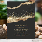 黒素晴らし金ゴールドグリッターイヤリング表示カード 名刺