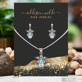 黒素晴らし金ゴールドグリッターイヤリング表示カード 名刺